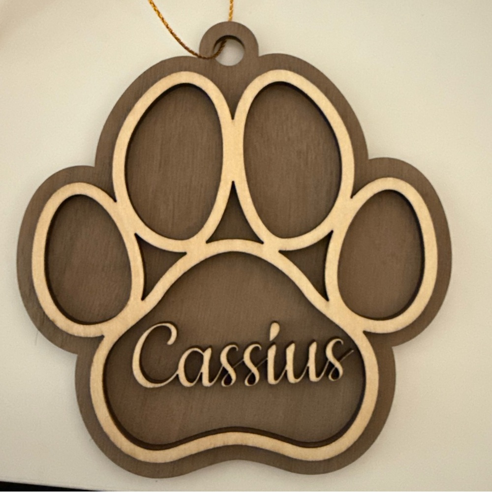 Wooden Customized Layered Paw Print Ornament- made to order